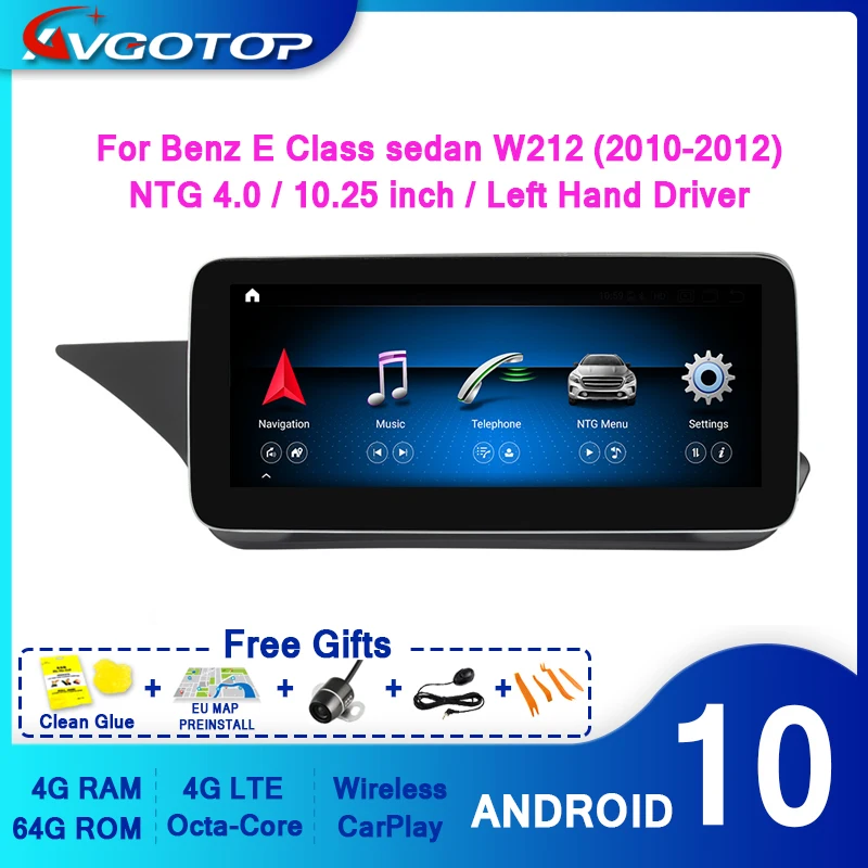 AVGOTOP NTG4.0 MERCEDES BENZ Android 10 GPS автомобильный радиоплеер для E class W212 sedan 2009 2012 E180 E200