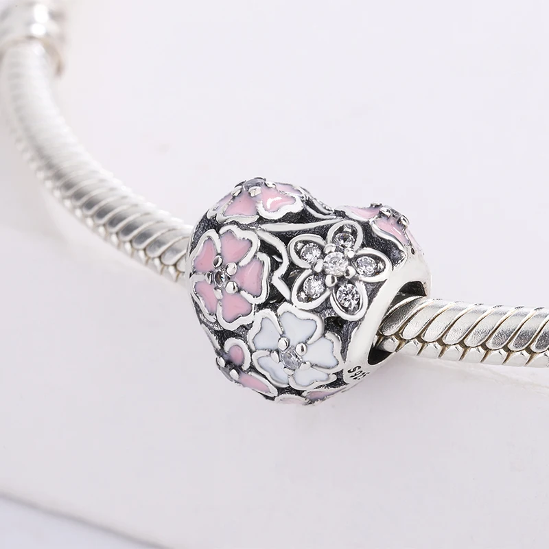 For Pandora 925 Sterling Silver European Pink Enamel Heart Charms Sterling Silver Flower Charm Beads Charm Bracelet DIY Jewelry 
For Pandora 925 Sterling Silver European Pink Enamel Heart Charms Sterling Silver Flower Charm Beads Charm Bracelet DIY Jewelry