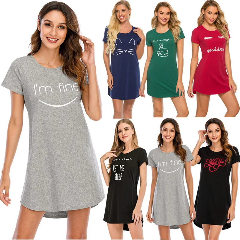 Witbuy Summer Cotton Nightgowns Women Cartoon Print O Neck Short Seeve Mini Sleep Dress Home Nightwear Causal Night Sleepshirt
Witbuy Summer Cotton Nightgowns Women Cartoon Print O Neck Short Seeve Mini Sleep Dress Home Nightwear Causal Night Sleepshirt