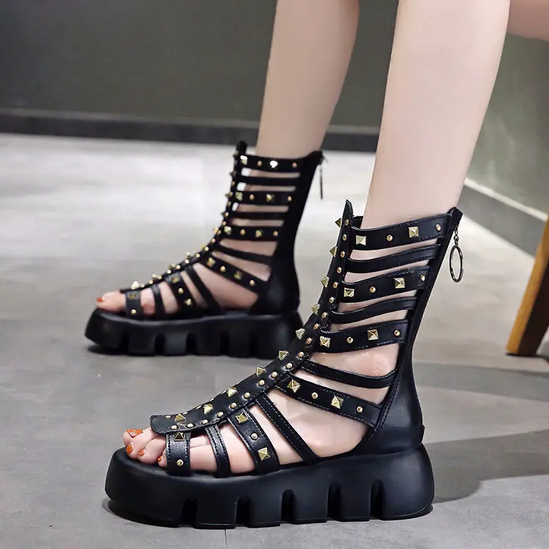 Thick Bottom Platform Sandals Woman,2021 Summer Heels,Girls Rivets Gladiatoer Shoes,Open toe,Back Zip,WHITE,BLACK,Dropshipping
Thick Bottom Platform Sandals Woman,2021 Summer Heels,Girls Rivets Gladiatoer Shoes,Open toe,Back Zip,WHITE,BLACK,Dropshipping