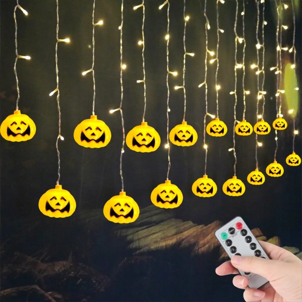 3.5M 96leds Curtain Lights String Halloween Pumpkin Lights for Christmas Holiday Party Outdoor Indoor Garden Patio Decoration
3.5M 96leds Curtain Lights String Halloween Pumpkin Lights for Christmas Holiday Party Outdoor Indoor Garden Patio Decoration