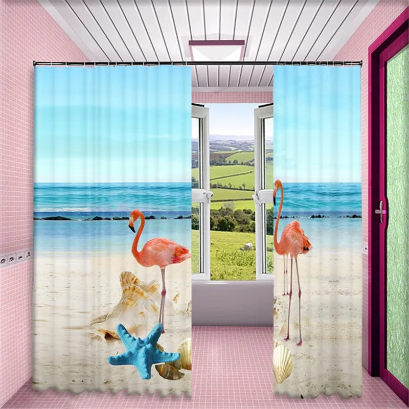 Пляжные Фламинго печати Роскошные затемненные 3D окна шторы для гостиной Детская
