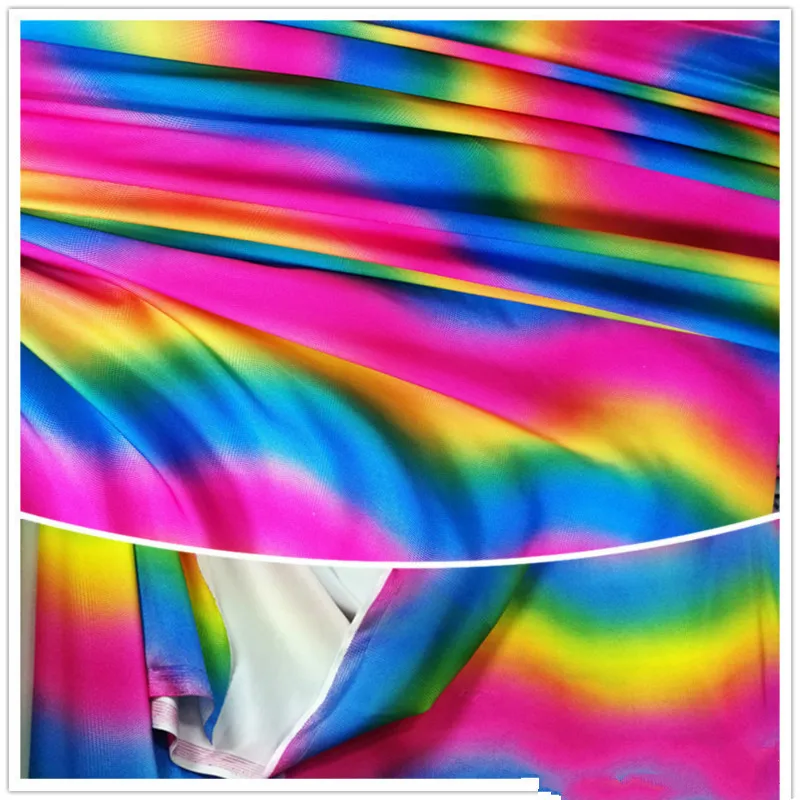 1 5 м ширина Градиент Радуга цветной принт спандекс нижняя ткань для купальников