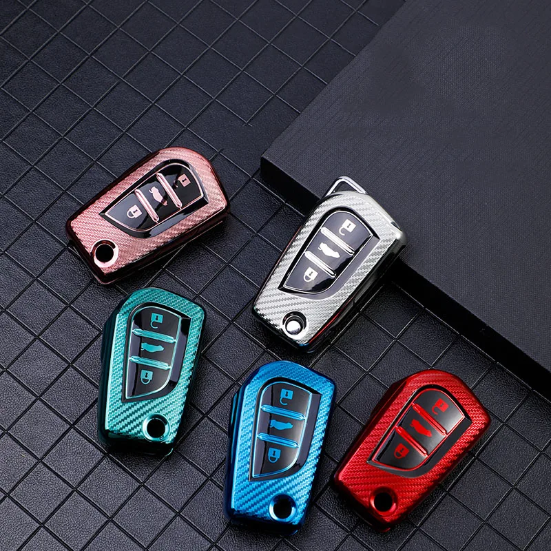 

TPU Remote Car Key Holder Full Cover Case for Toyota Hilux Revo Innova Rav4 Fortuner Keyring Auto Accessories Ring Protect