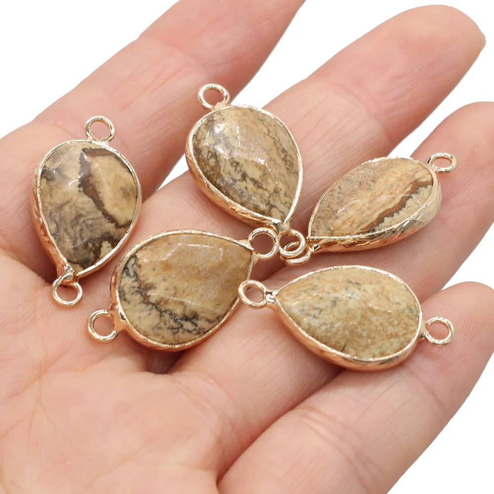 Natural Gem Picture stone Drop Shape Connect Handmade Crafts DIY Charm Necklace Bracelet Jewelry Accessories Gift Making 14x27mm
Natural Gem Picture stone Drop Shape Connect Handmade Crafts DIY Charm Necklace Bracelet Jewelry Accessories Gift Making 14x27mm