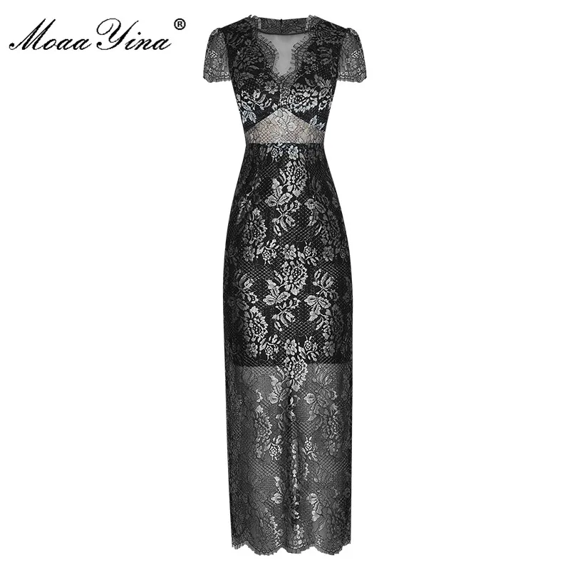 MoaaYina Fashion Runway Designer Summer Dress Women's Short sleeve Sexy Perspective Lace print Slim club Party Dress
MoaaYina Fashion Runway Designer Summer Dress Women's Short sleeve Sexy Perspective Lace print Slim club Party Dress