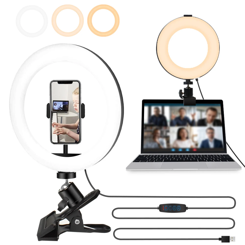 Video Conference Lighting Clip on Laptop 6" Led Selfie Ring Light for Zoom Call Lighting Remote Working Distance Learning
Video Conference Lighting Clip on Laptop 6" Led Selfie Ring Light for Zoom Call Lighting Remote Working Distance Learning