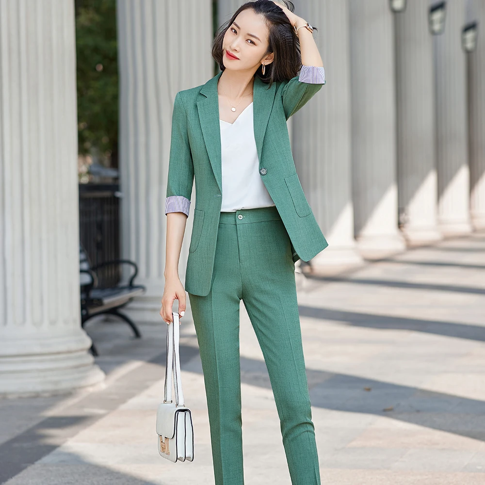 Spring Female Elegant Women's Pants Suit Sky Blue Blazer and Trouser Business Jacket With Pocket 2 Pieces Set Plus Size S-4XL
Spring Female Elegant Women's Pants Suit Sky Blue Blazer and Trouser Business Jacket With Pocket 2 Pieces Set Plus Size S-4XL