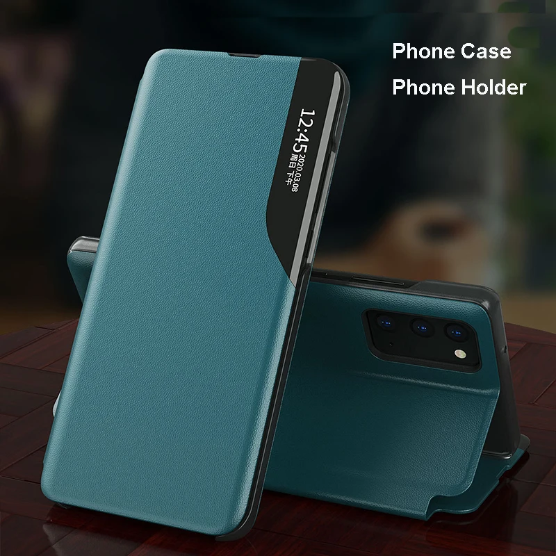Умный флип-кейс из искусственной кожи для Samsung S8 S9 S10 S20 Ultra S20FE Note 8 9 10 Plus 20 A20 A30 A50 A51
