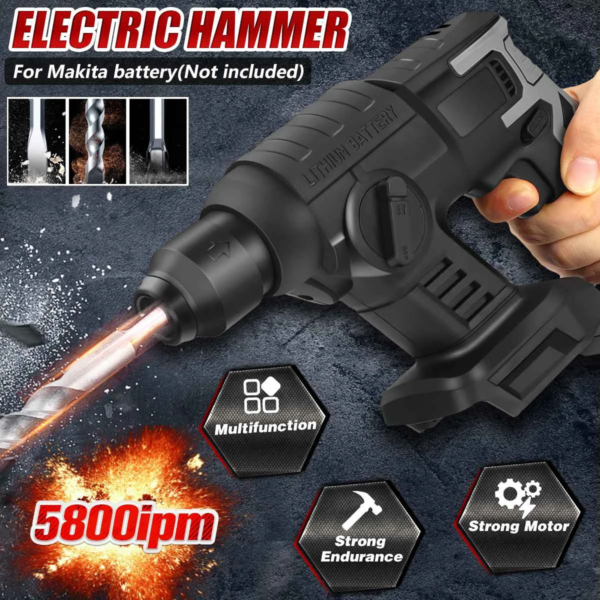 1380W 3-in-1 Impact Electric Brushless Cordless Rotary Hammer Drill 18mm Drilling Electric Hammer for 21V Makita Battery
1380W 3-in-1 Impact Electric Brushless Cordless Rotary Hammer Drill 18mm Drilling Electric Hammer for 21V Makita Battery