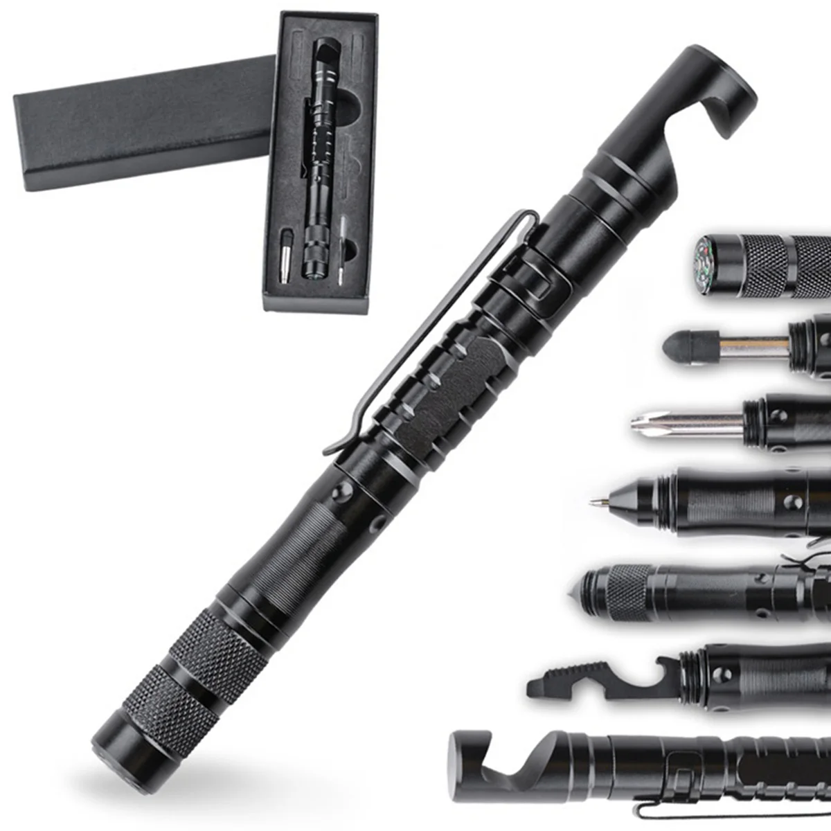 All In 1 Multi Tool Pen Portable Aluminum Alloy Ballpoint Pen With LED Flashlight Glass Breaker Bottle Opener Screwdriver Wrench
All In 1 Multi Tool Pen Portable Aluminum Alloy Ballpoint Pen With LED Flashlight Glass Breaker Bottle Opener Screwdriver Wrench