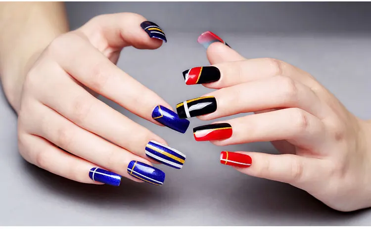 10 рулонов разноцветных наклеек для дизайна ногтей Блестящая лента нанесения