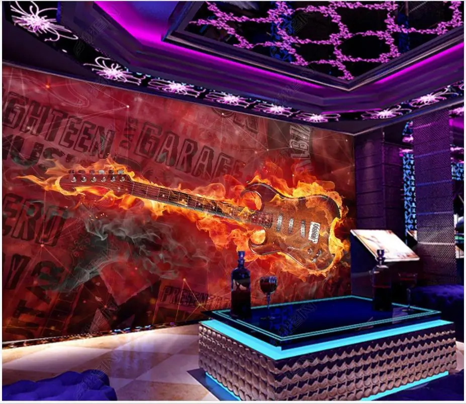 Custom photo wallpaper for walls 3 d murals Beautiful Modern flame guitar music ktv bar cool retro nostalgic background wall 
Custom photo wallpaper for walls 3 d murals Beautiful Modern flame guitar music ktv bar cool retro nostalgic background wall