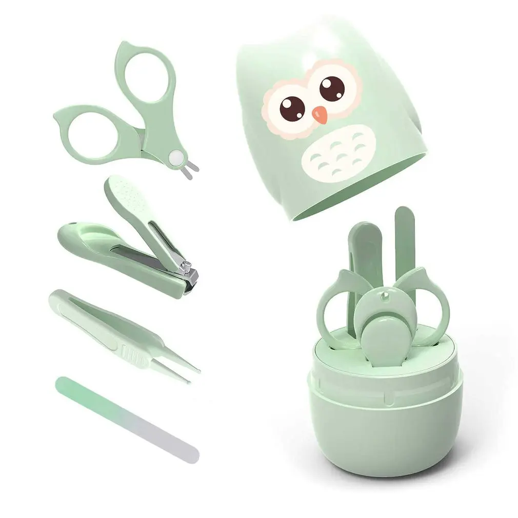 

Новый набор для ухода за ногтями 4 в 1, милый чехол для кусачки для ногтей, ножницы, пилочка для ногтей, пинцет, набор для маникюра и педикюра, набор для новорожденных