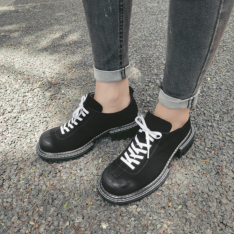 New Genuine Leather Women Shoes Spring/Autumn Lace-Up Platform Shoes Round Toe Thick Heel Deep Mouth Flats Handmade Size 34-42
New Genuine Leather Women Shoes Spring/Autumn Lace-Up Platform Shoes Round Toe Thick Heel Deep Mouth Flats Handmade Size 34-42
