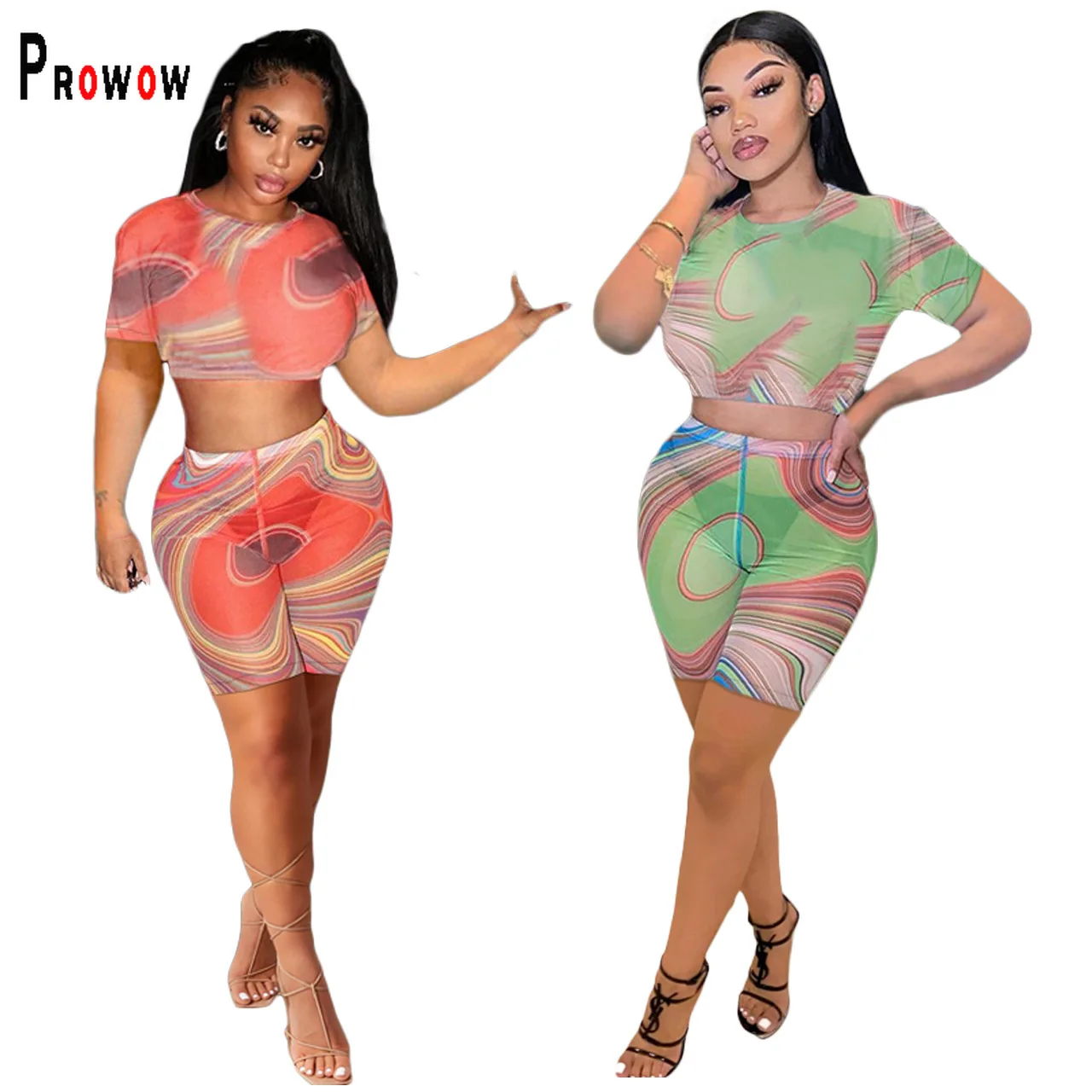 Prowow Casual Mesh Women Suit 2021 New Summer Print Female Clothing Set Short Sleeve Tops Shorts Two Piece Streetwear Outfits
Prowow Casual Mesh Women Suit 2021 New Summer Print Female Clothing Set Short Sleeve Tops Shorts Two Piece Streetwear Outfits