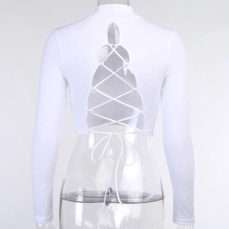 Women Sexy Harajuku Open Back T-shirt Long Sleeve Top Cropped Summer Tops White clothes shirt vintage tshirt tee dropshipping
Women Sexy Harajuku Open Back T-shirt Long Sleeve Top Cropped Summer Tops White clothes shirt vintage tshirt tee dropshipping