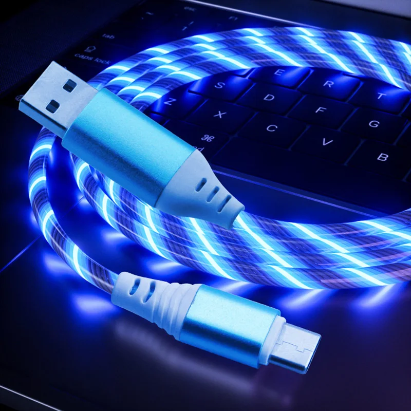 

Flowing Colors LED Glow USB Charger Type C Cable for Android Micro USB Charging Cable for iPhone X for Samsung Charge Wire Cord
