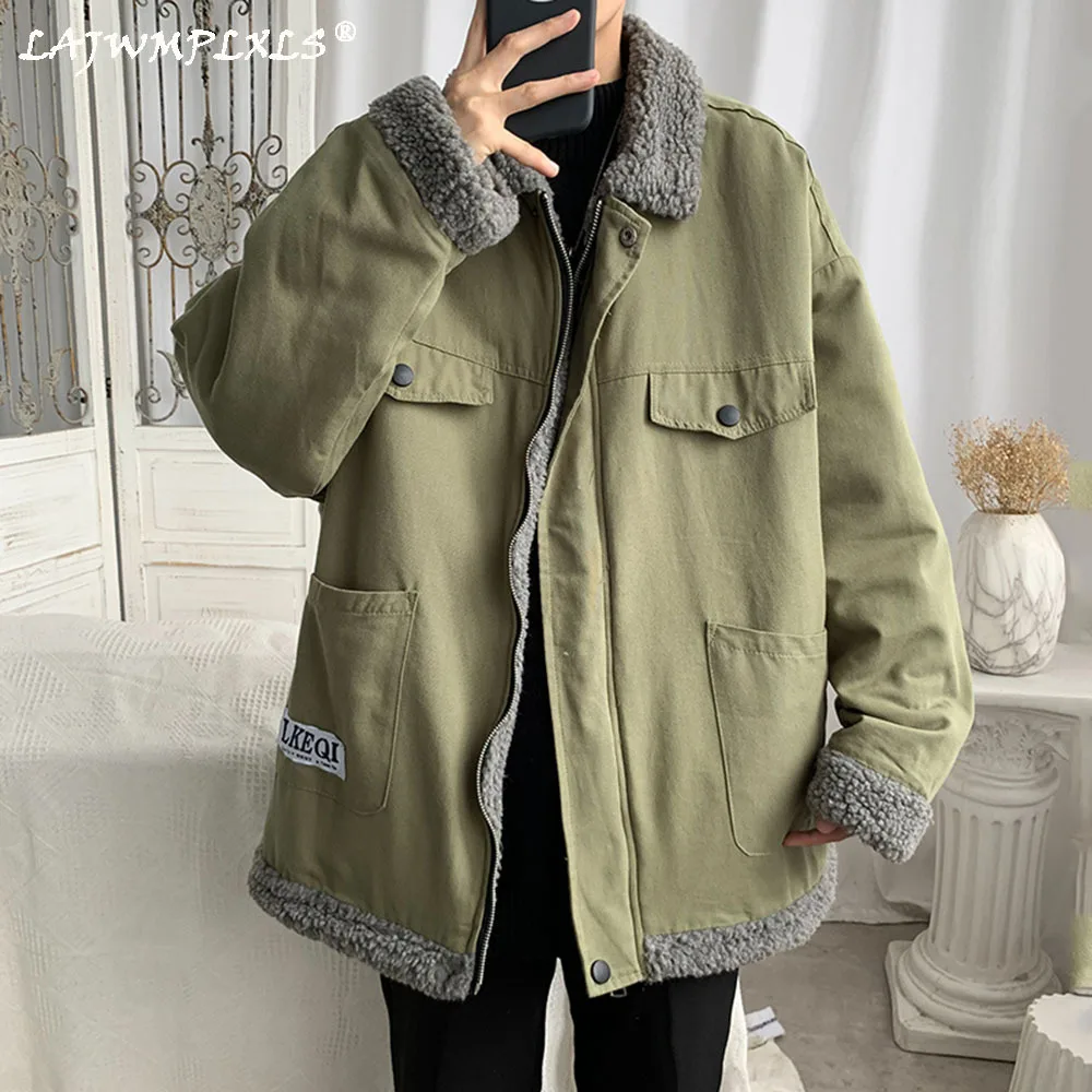 Lamb Fur Short Coat Men's Winter Fleece-lined Tooling Pilot Jacket Outdoor Training Sport Camping Cotton-padded Tops Cashmere
Lamb Fur Short Coat Men's Winter Fleece-lined Tooling Pilot Jacket Outdoor Training Sport Camping Cotton-padded Tops Cashmere