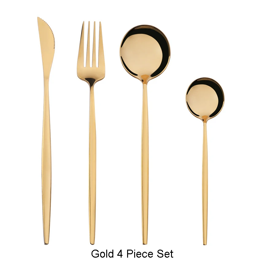 4Pcs/set Black Gold Cutlery Set Stainless Steel Dinnerware Silverware Flatware Set Dinner Knife Fork Spoon Dropshipping
4Pcs/set Black Gold Cutlery Set Stainless Steel Dinnerware Silverware Flatware Set Dinner Knife Fork Spoon Dropshipping