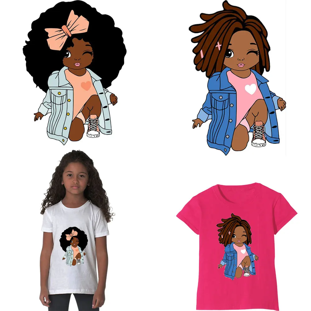 Little Black Girl Patches Heat Transfer Patches Iron On Clothes Thermal Stickers Applique For T-shirt Accessory Patch For Kids
Little Black Girl Patches Heat Transfer Patches Iron On Clothes Thermal Stickers Applique For T-shirt Accessory Patch For Kids
