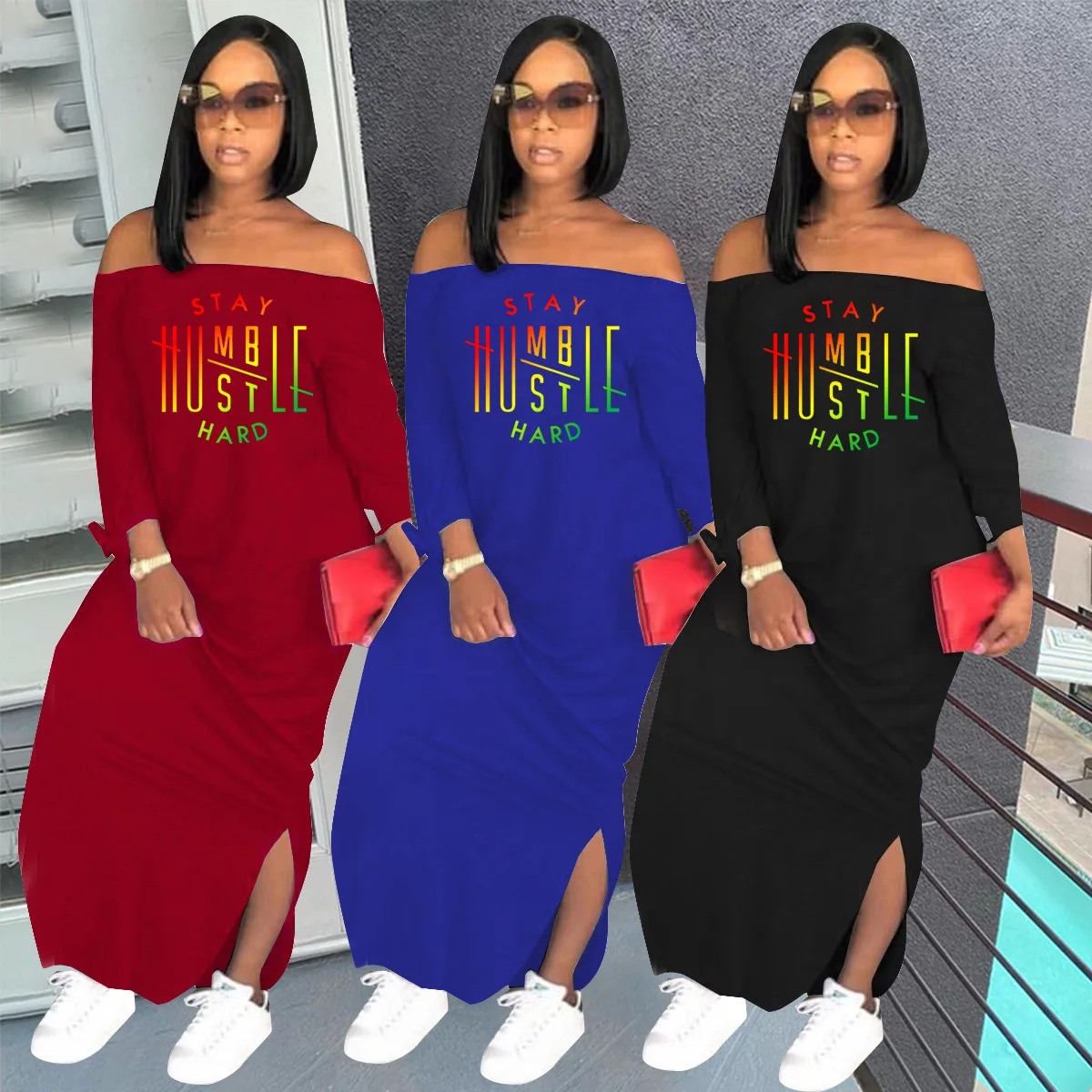 Fashion Off Shoulder Long Dress Women Fashion Casual Loose Long-sleeved Letter Printing Split Maxi Dress for Women
Fashion Off Shoulder Long Dress Women Fashion Casual Loose Long-sleeved Letter Printing Split Maxi Dress for Women