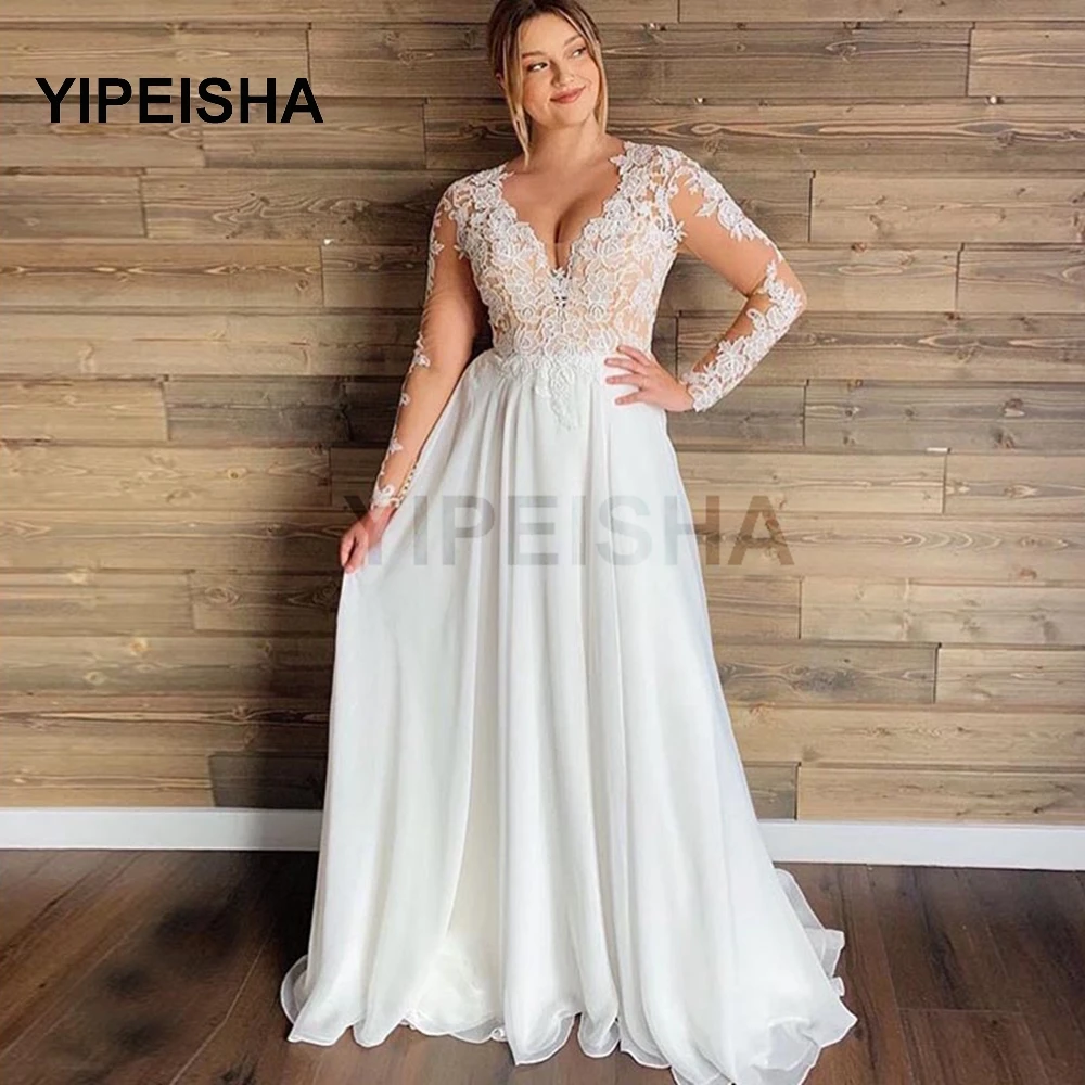 Plus Size Wedding Dress 2021 Long Sleeves Chiffon Appliques Beach Bridal Dress High Quality Wedding Gowns
Plus Size Wedding Dress 2021 Long Sleeves Chiffon Appliques Beach Bridal Dress High Quality Wedding Gowns