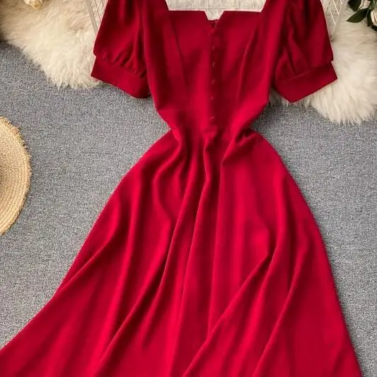 Fashion Women Dress 2021 New Summer Elegant Single-breasted Big Swing Party Dress Ladies Midi Dresses Clothing
Fashion Women Dress 2021 New Summer Elegant Single-breasted Big Swing Party Dress Ladies Midi Dresses Clothing