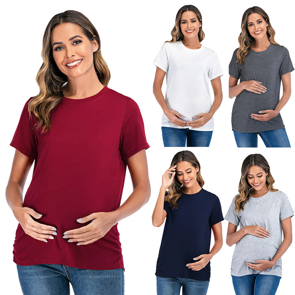 LONSANT Maternity T-shirt Blouse & solid color Round Neck Short Sleeve Loose Maternity top Pregnant Tops women Clothes drop ship
LONSANT Maternity T-shirt Blouse & solid color Round Neck Short Sleeve Loose Maternity top Pregnant Tops women Clothes drop ship