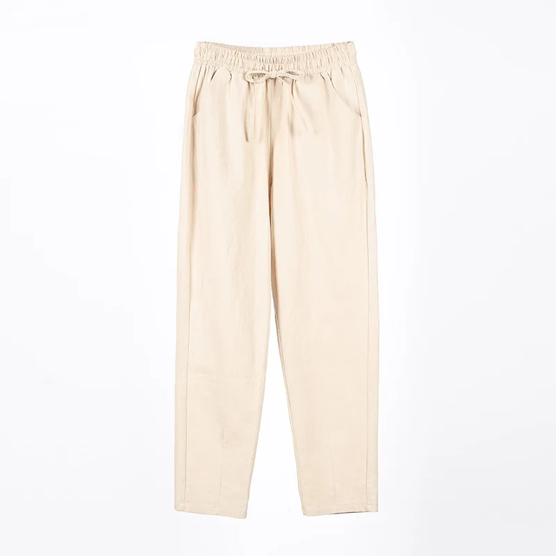 Pockets Elastic Waist Ankle Length Pants Women Harem Straight Pants Cotton Linen Trousers Leisure Pantalones Mujer Cintura Alta
Pockets Elastic Waist Ankle Length Pants Women Harem Straight Pants Cotton Linen Trousers Leisure Pantalones Mujer Cintura Alta