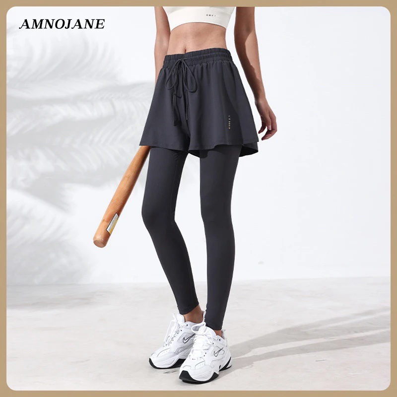 

Women Leggings Shorts 2 In 1 Pants Gym Tights Sportwear High Waisted Trousers Quick Dry Sweatpants Yoga Fitness Sport Legging