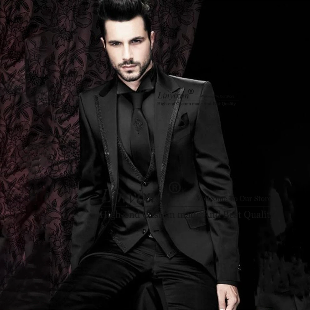 Classic Black Mens Suits Slim Fit Wedding Groom Tuxedo Party Prom Blazer 3 Piece Set Banquet Jacket Vest Pants Terno Masculino
Classic Black Mens Suits Slim Fit Wedding Groom Tuxedo Party Prom Blazer 3 Piece Set Banquet Jacket Vest Pants Terno Masculino