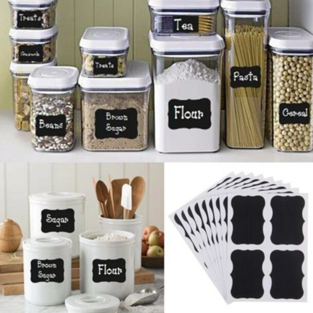 

Hot 36Pcs/pack Blackboard Craft Kitchen Jar Organizer Labels Chalkboard Chalk Board Stickers Black Bottle DIY Stiky Stickers
