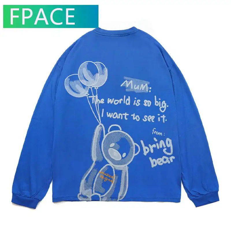 FPACE Tshirts Harajuku Graffiti Balloon Bear Print Streetwear Tees Shirts Hip Hop Casual Loose Fashion Long Sleeve Tops
FPACE Tshirts Harajuku Graffiti Balloon Bear Print Streetwear Tees Shirts Hip Hop Casual Loose Fashion Long Sleeve Tops