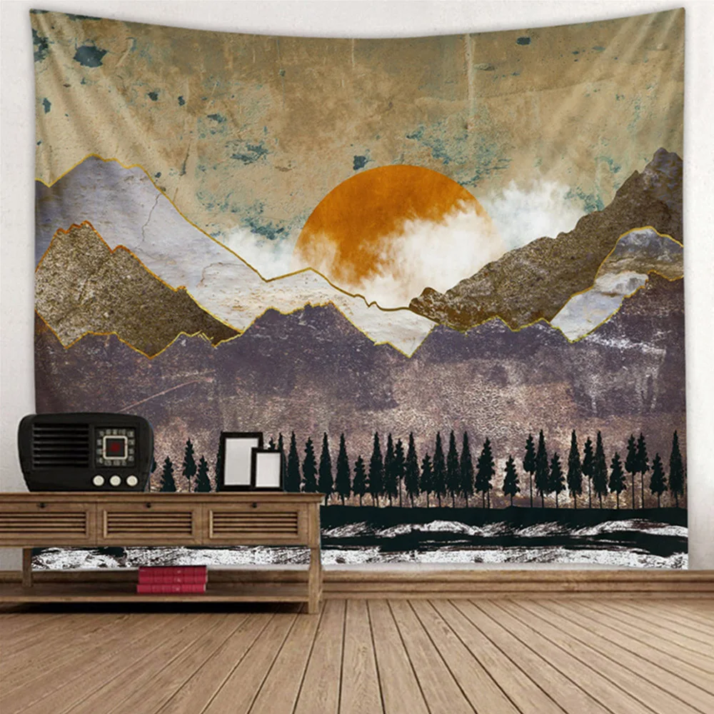 Wall tapestry abstract mountain,abstract sun mountain landscape wall art,tapestry for bedroom,hippy style room decor
Wall tapestry abstract mountain,abstract sun mountain landscape wall art,tapestry for bedroom,hippy style room decor