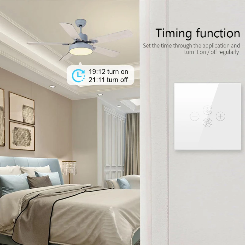 Smart Wifi Fan Light Switch Ceiling Fan Lamp Switch Tuya APP Timing Voice Remote Various Speed Controlled By Alexa Google Home
Smart Wifi Fan Light Switch Ceiling Fan Lamp Switch Tuya APP Timing Voice Remote Various Speed Controlled By Alexa Google Home