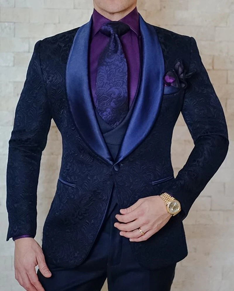 Handsome Embossing Groomsmen Shawl Lapel Groom Tuxedos Men Suits Wedding/Prom/Dinner Best Blazer(Jacket+Pants+Vest+Tie) 002
Handsome Embossing Groomsmen Shawl Lapel Groom Tuxedos Men Suits Wedding/Prom/Dinner Best Blazer(Jacket+Pants+Vest+Tie) 002