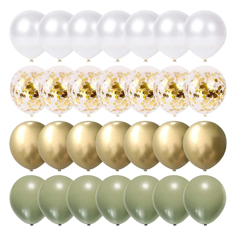 

1Set Balloons Eucalyptus Pearl White Gold Confetti Balloon Wedding Baby Shower Olive Green Birthday Party Decorations