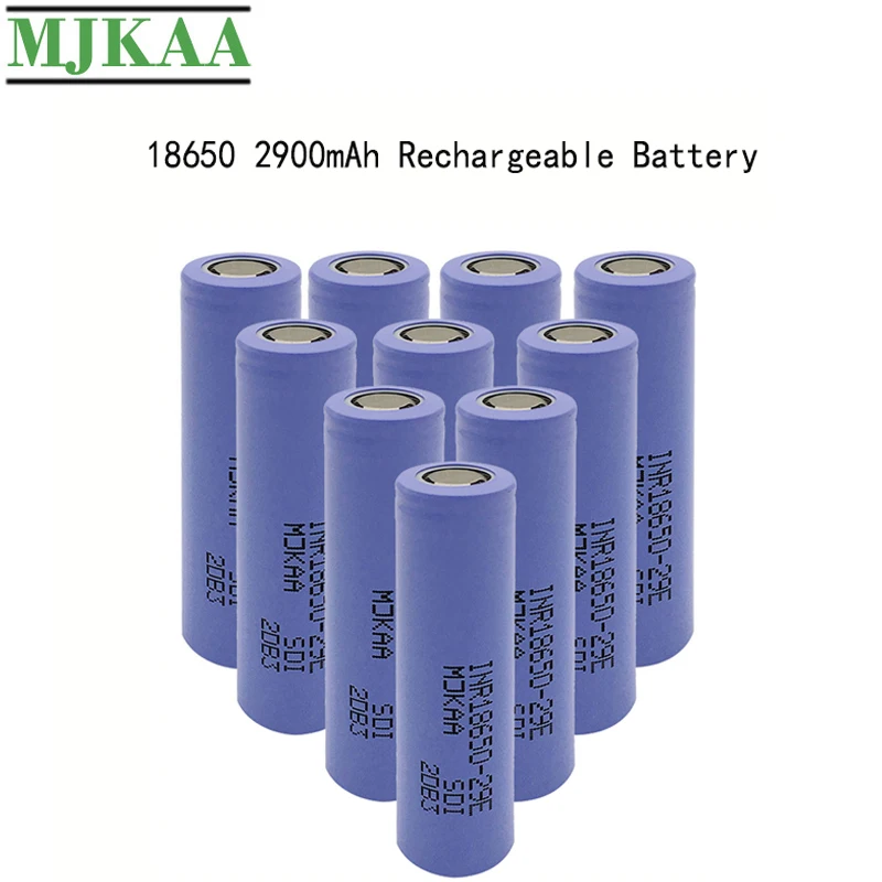 MJKAA 10PCS 100% Original 18650 INR18650-29E 2900mAh 10A 3.7V Rechargeable Battery High Drain Batteries with Flat Top Safety 
MJKAA 10PCS 100% Original 18650 INR18650-29E 2900mAh 10A 3.7V Rechargeable Battery High Drain Batteries with Flat Top Safety
