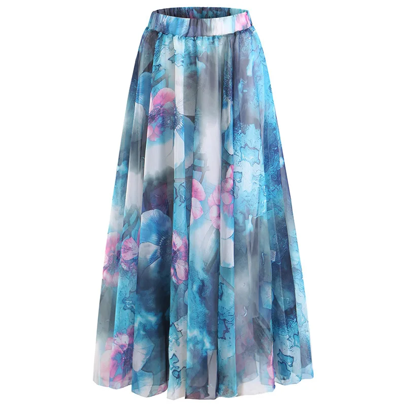 2021 Summer Bohemian Boho Chiffon Print Floral Pleated Skirts Women Patchwork A-line Beach Vacation Skirt Female Blue Faldas New
2021 Summer Bohemian Boho Chiffon Print Floral Pleated Skirts Women Patchwork A-line Beach Vacation Skirt Female Blue Faldas New