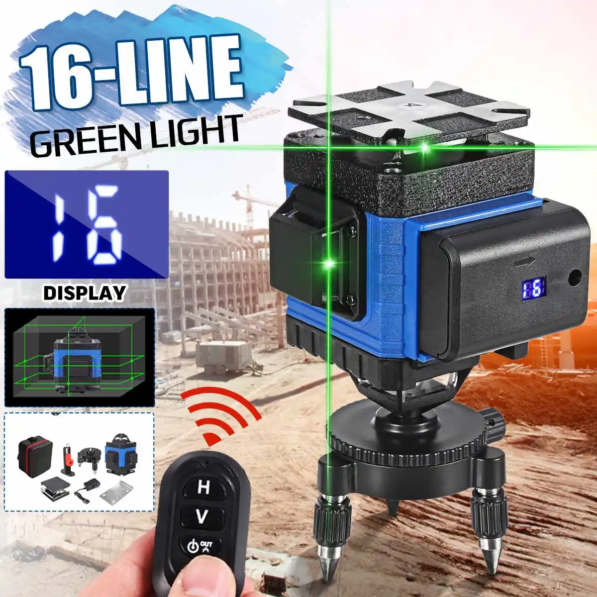 16 Lines 4D Laser Level Self Leveling 360 Vertical Horizontal Cross Green Lines Laser Level Leveling Machine
16 Lines 4D Laser Level Self Leveling 360 Vertical Horizontal Cross Green Lines Laser Level Leveling Machine