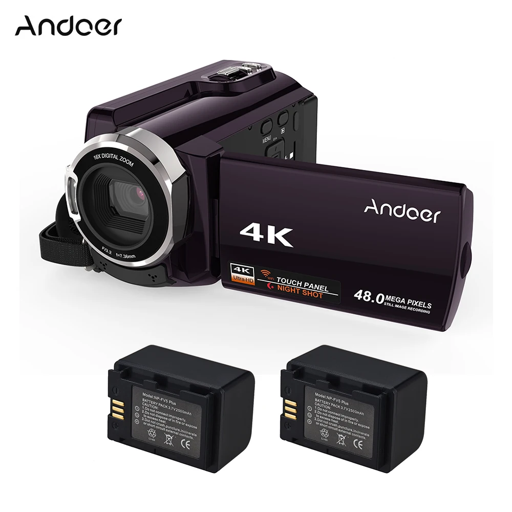 Andoer HDV 534K 4K WiFi цифровая видеокамера с 2 шт. камерой сенсорным экраном ИК