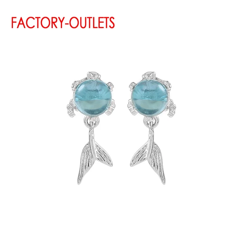 Genuine 925 Sterling Silver Wedding Christmas New Year's Ear Hoops For Women Blue Bubble Fish Tail Earrings Fashion Jewelry
Genuine 925 Sterling Silver Wedding Christmas New Year's Ear Hoops For Women Blue Bubble Fish Tail Earrings Fashion Jewelry