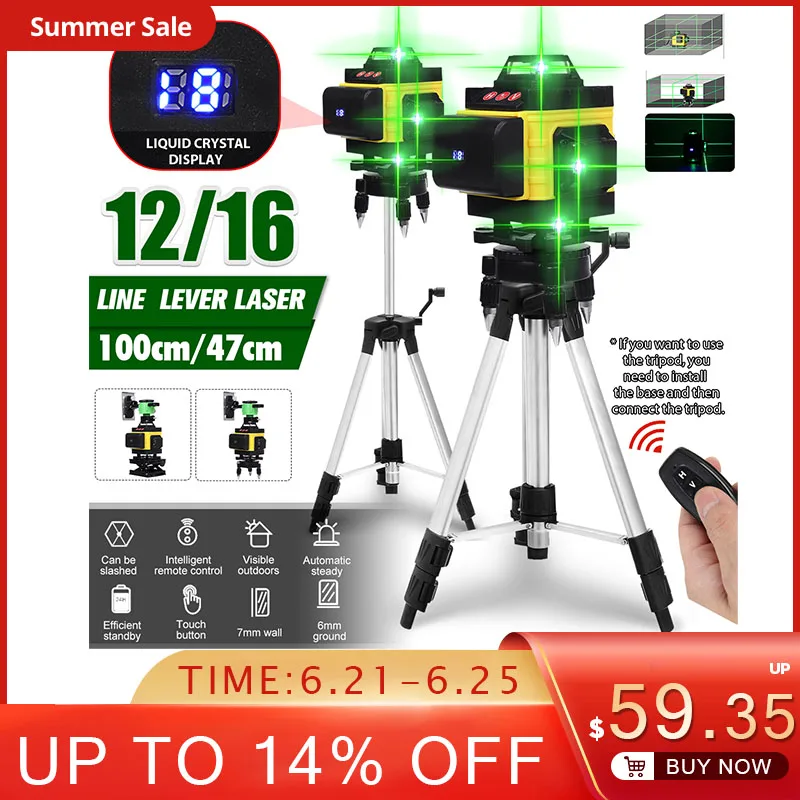 becornce 16/12 Lines Laser Levels Powerful Green Beam Light 4D Self-Leveling 360 Horizontal&Vertical Laser Level with 1M Tripod
becornce 16/12 Lines Laser Levels Powerful Green Beam Light 4D Self-Leveling 360 Horizontal&Vertical Laser Level with 1M Tripod
