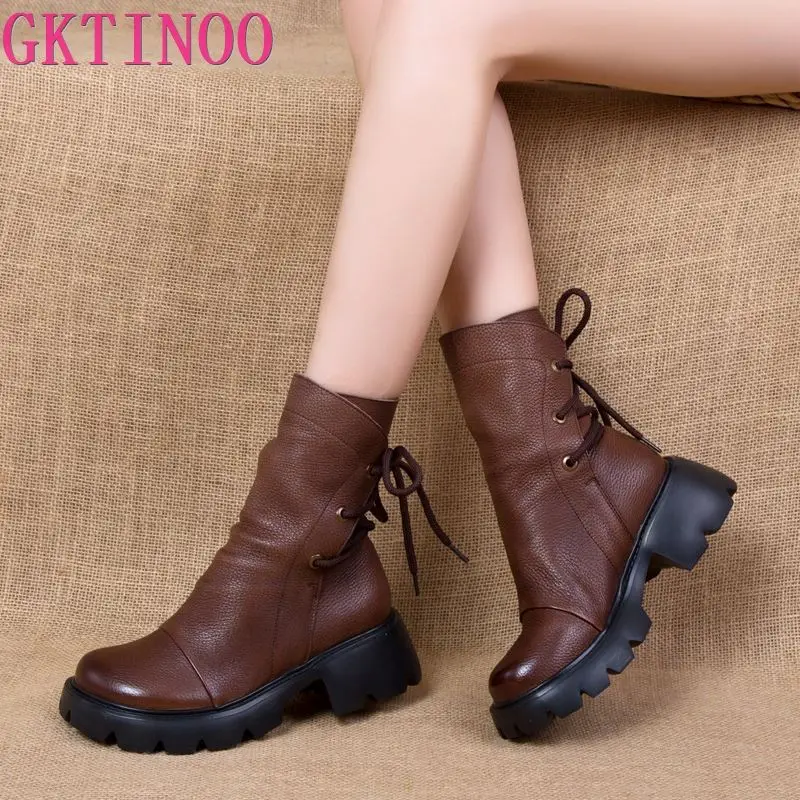 GKTINOO Women Boots Genuine Leather 2021 New Winter Lace-Up Round Toe Women Shoes Sewing Handmade Retro Ankle Platform Boots
GKTINOO Women Boots Genuine Leather 2021 New Winter Lace-Up Round Toe Women Shoes Sewing Handmade Retro Ankle Platform Boots