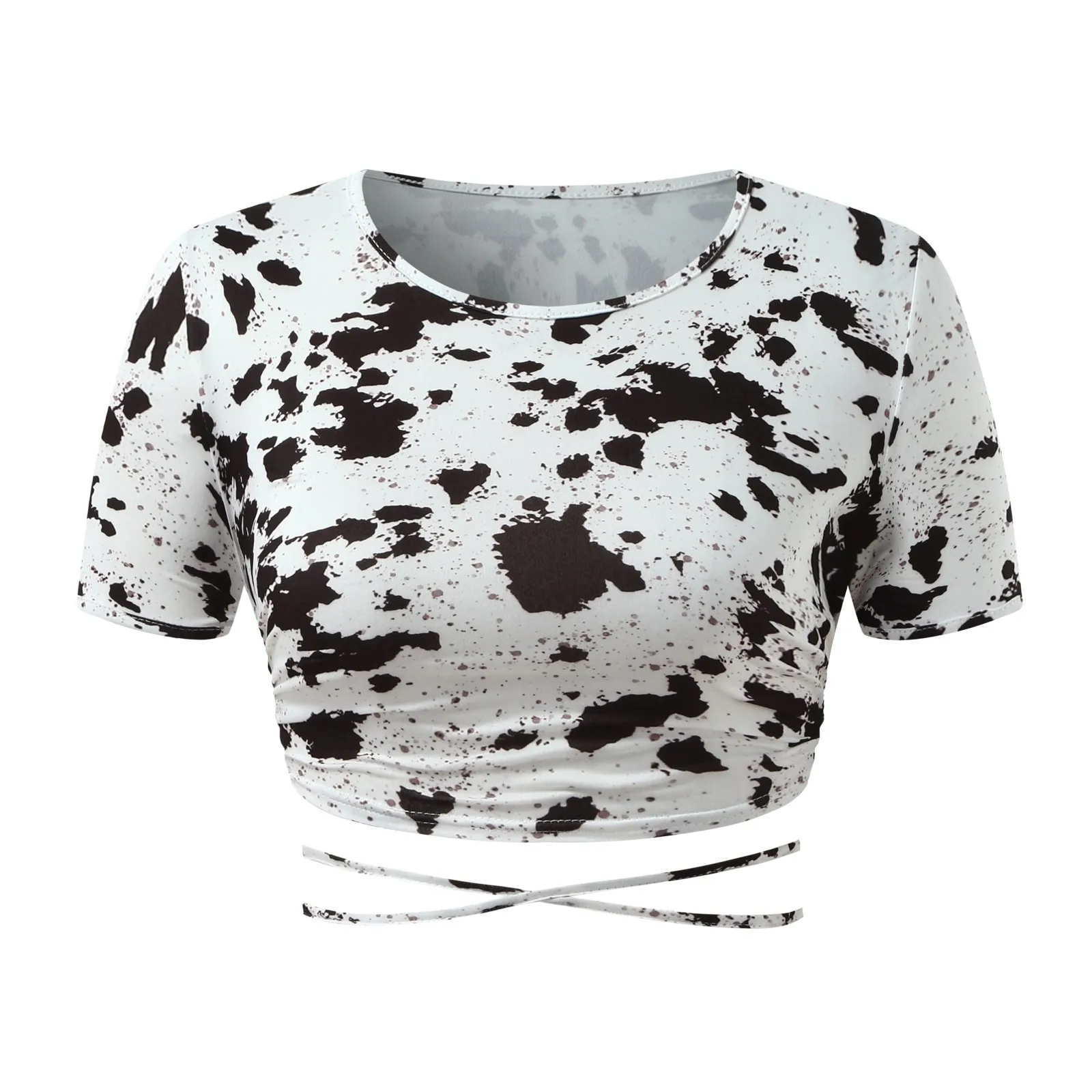 Ladies Fashion Casual Lace Print Short Round Neck Short Sleeve Top Bandage Print Short Round Neck Short Sleeve Top T-shirt
Ladies Fashion Casual Lace Print Short Round Neck Short Sleeve Top Bandage Print Short Round Neck Short Sleeve Top T-shirt