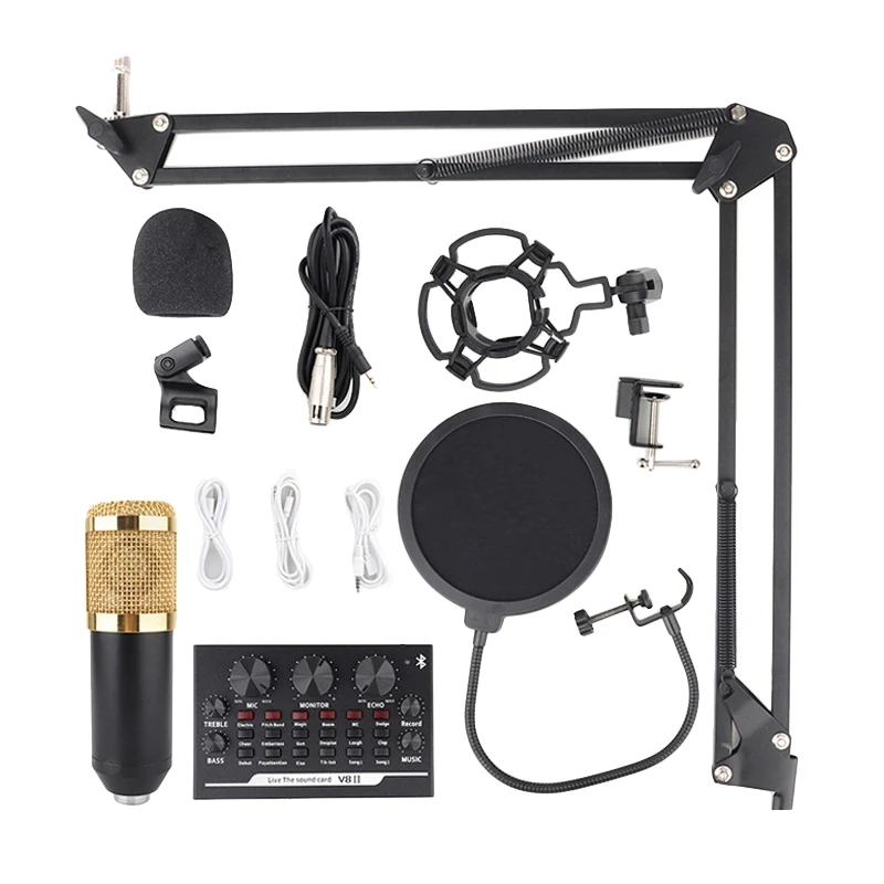 360°Universal Desktop Bedside Cantilever Stand Live Broadcast K Song BM-800 Microphone Kit with V8II Sound Card Kit
360°Universal Desktop Bedside Cantilever Stand Live Broadcast K Song BM-800 Microphone Kit with V8II Sound Card Kit
