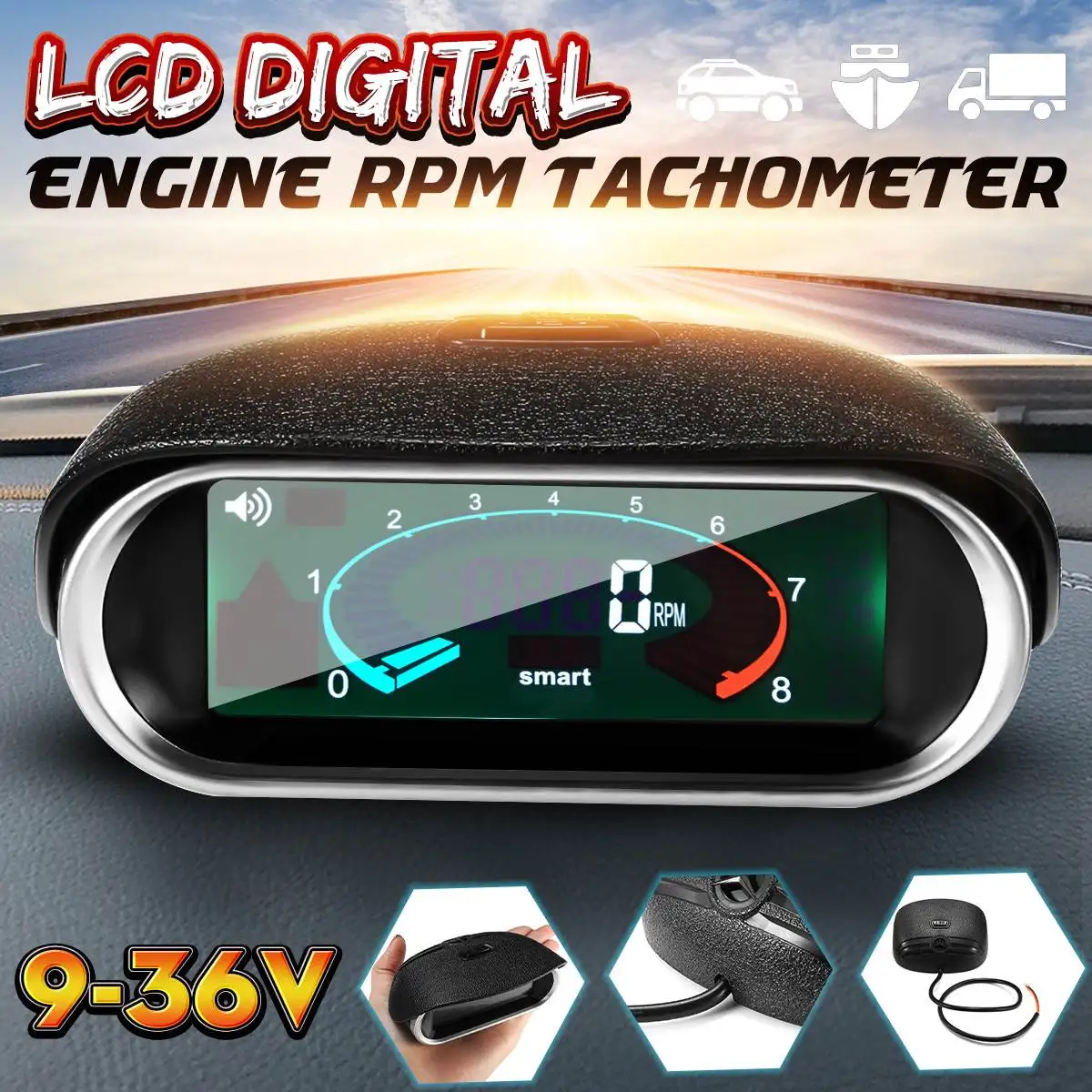 Universal Car 50-9999RPM Tachometer LCD Digital Display Engine Tachometer Boat Truck LCD Screen RPM Meter
Universal Car 50-9999RPM Tachometer LCD Digital Display Engine Tachometer Boat Truck LCD Screen RPM Meter