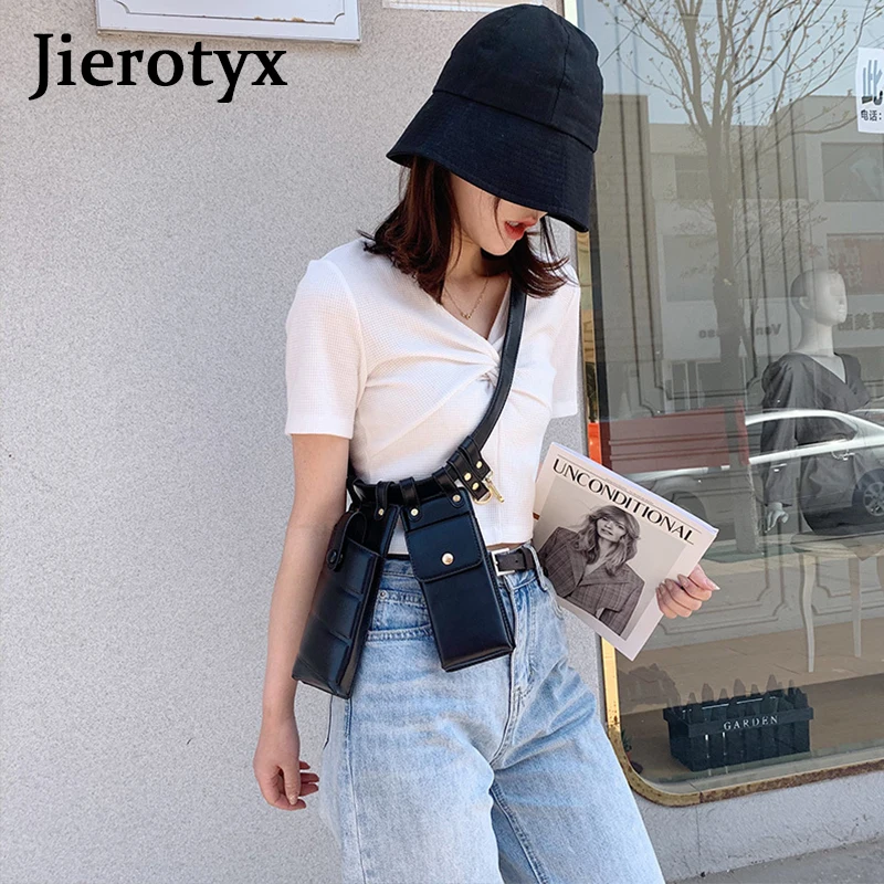 JIEROTYX Luxury Fashion Gothic Women Waist Bags 2020 Mobile Phone Packs Hip-Hop Chest Punk Belt Bag New Designer Fanny Pack | Багаж и