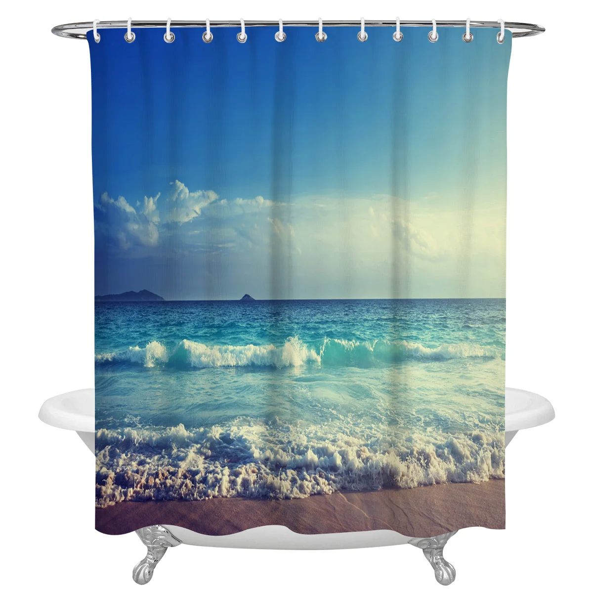 Sea Beach Sky Clouds Bathroom Shower Curtain Polyester Fabric Waterproof Shower Curtains with Hooks
Sea Beach Sky Clouds Bathroom Shower Curtain Polyester Fabric Waterproof Shower Curtains with Hooks